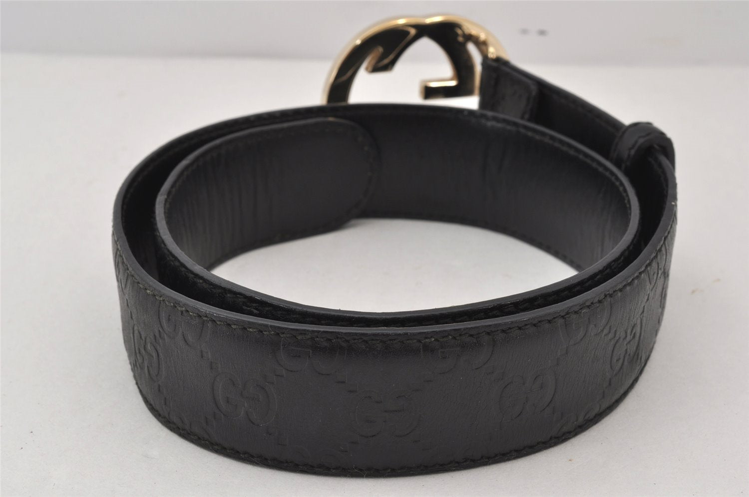 Authentic GUCCI Guccissima Interlocking G Belt GG Leather 75cm 29.5