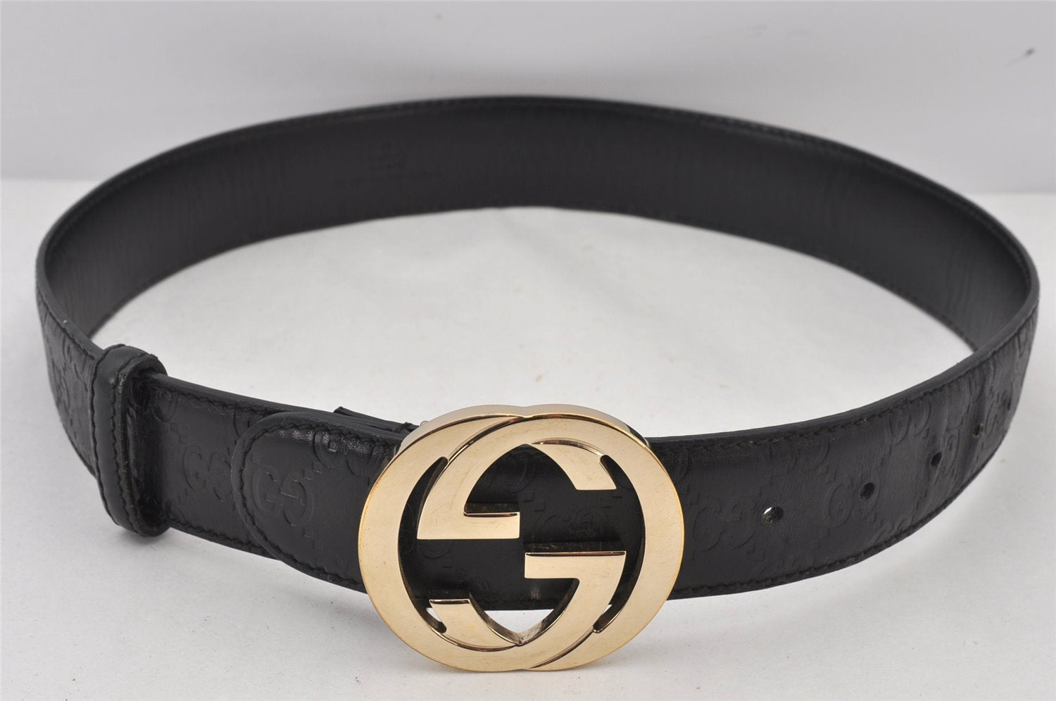 Authentic GUCCI Guccissima Interlocking G Belt GG Leather 75cm 29.5