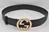 Authentic GUCCI Guccissima Interlocking G Belt GG Leather 75cm 29.5" Black 7012K