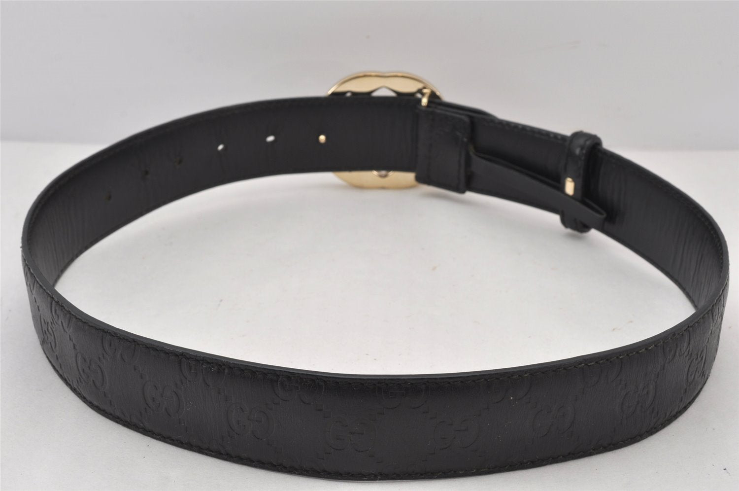 Authentic GUCCI Guccissima Interlocking G Belt GG Leather 75cm 29.5