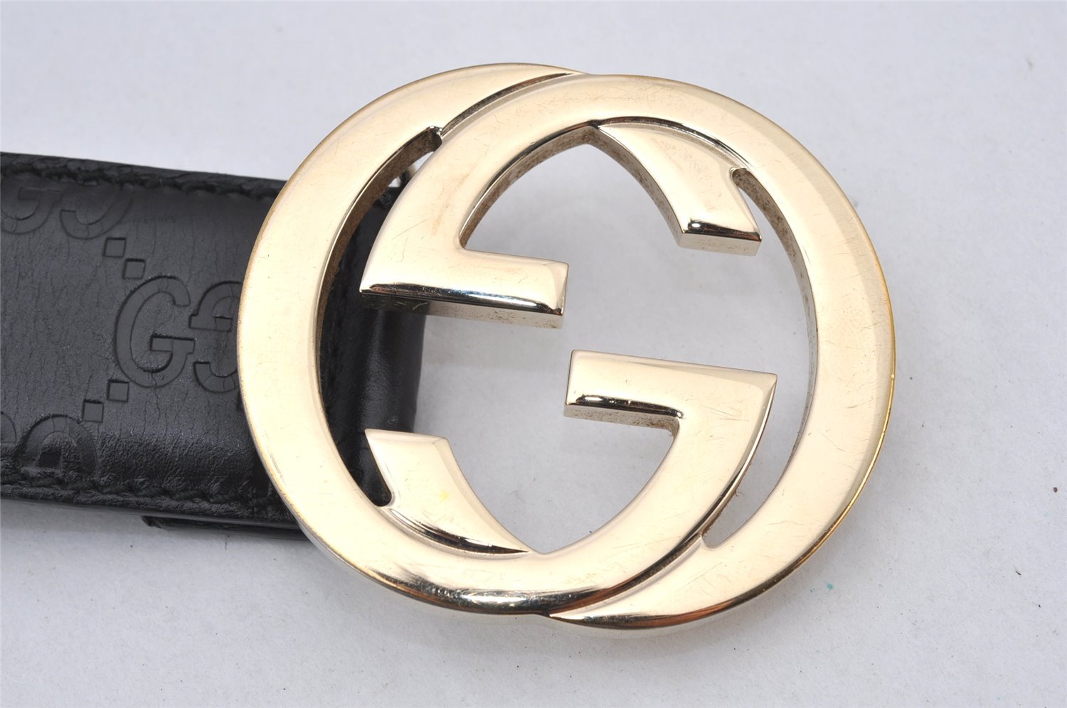 Authentic GUCCI Guccissima Interlocking G Belt GG Leather 75cm 29.5