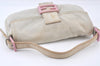 Auth FENDI Mamma Baguette Shoulder Hand Bag Jersey Leather Light Gray Junk 7015K