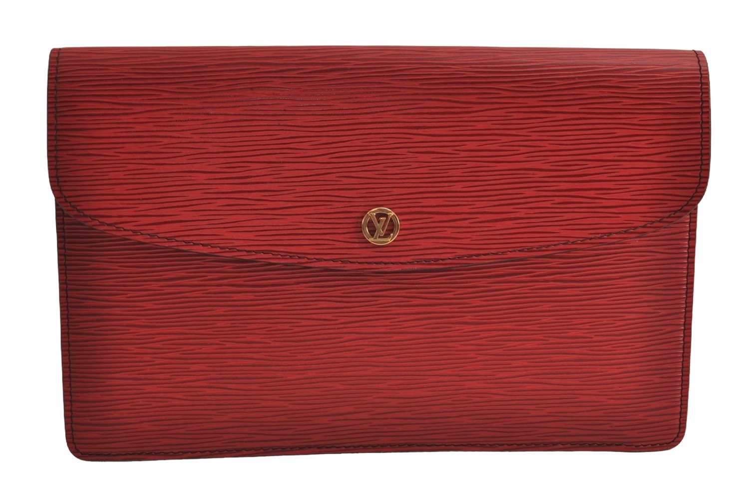 Authentic Louis Vuitton Epi Montaigne 27 Clutch Hand Bag Red M52657 LV 7017J