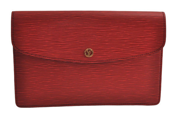 Authentic Louis Vuitton Epi Montaigne 27 Clutch Hand Bag Red M52657 LV 7017J