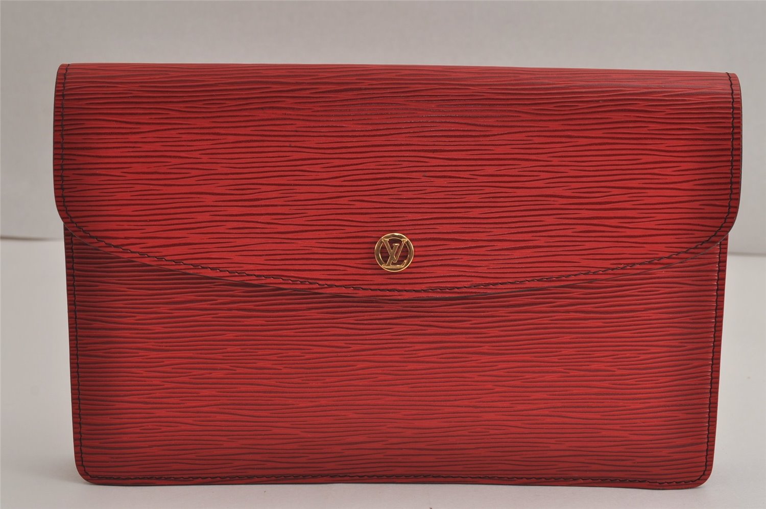Authentic Louis Vuitton Epi Montaigne 27 Clutch Hand Bag Red M52657 LV 7017J