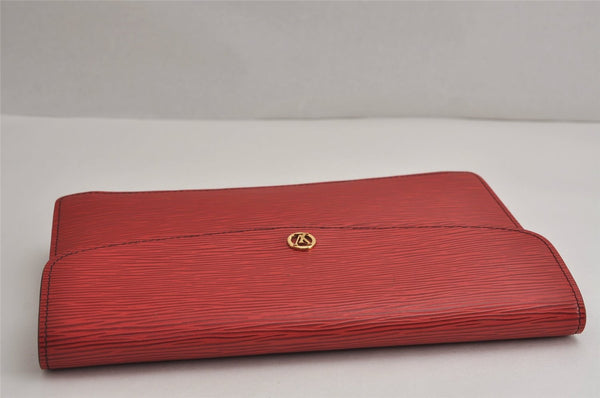 Authentic Louis Vuitton Epi Montaigne 27 Clutch Hand Bag Red M52657 LV 7017J