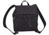 Authentic GUCCI Drawstring Backpack Purse GG Canvas Leather 0030242 Black 7019K