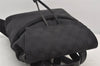 Authentic GUCCI Drawstring Backpack Purse GG Canvas Leather 0030242 Black 7019K