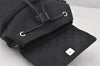 Authentic GUCCI Drawstring Backpack Purse GG Canvas Leather 0030242 Black 7019K