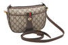 Authentic GUCCI Web Sherry Line Shoulder Bag GG PVC Leather Brown Junk 7020K