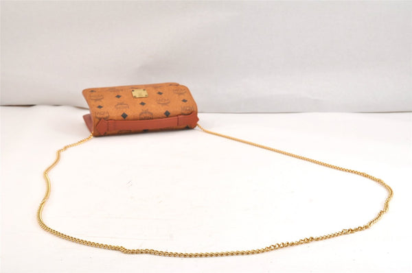 Authentic MCM Vintage Visetos Leather Chain 2Way Shoulder Hand Bag Brown 7021K