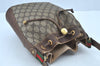 Authentic GUCCI Web Sherry Line Drawstring Bag GG PVC Leather Brown Junk 7024F