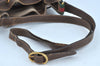 Authentic GUCCI Web Sherry Line Drawstring Bag GG PVC Leather Brown Junk 7024F