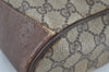 Authentic GUCCI Web Sherry Line Drawstring Bag GG PVC Leather Brown Junk 7024F