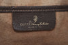Authentic GUCCI Web Sherry Line Drawstring Bag GG PVC Leather Brown Junk 7024F
