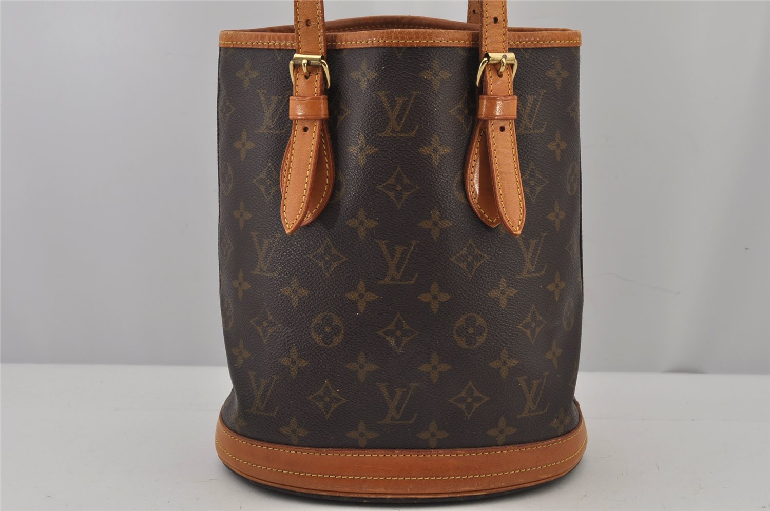 Authentic Louis Vuitton Monogram Bucket PM Shoulder Tote Bag M42238 Junk 7025J