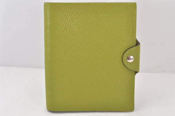 Authentic HERMES Yuris PM Vintage Note Book Cover Leather Light Green 7026K