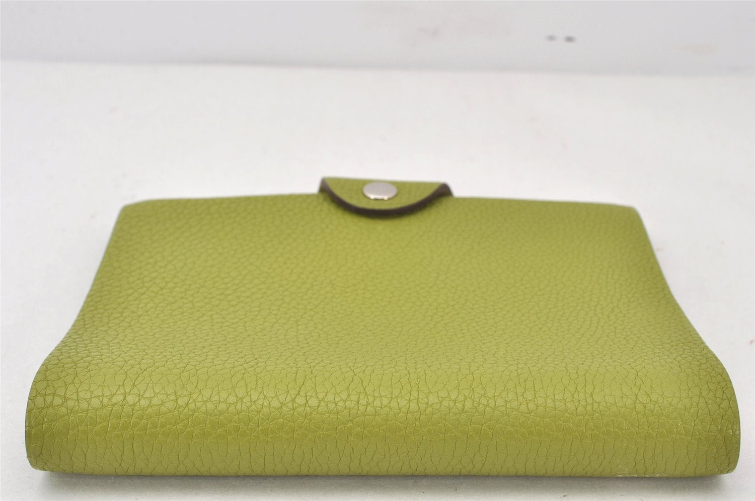 Authentic HERMES Yuris PM Vintage Note Book Cover Leather Light Green 7026K