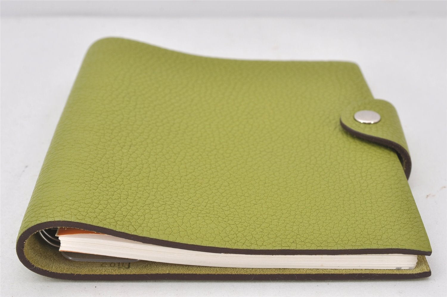 Authentic HERMES Yuris PM Vintage Note Book Cover Leather Light Green 7026K