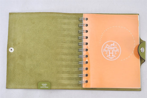 Authentic HERMES Yuris PM Vintage Note Book Cover Leather Light Green 7026K