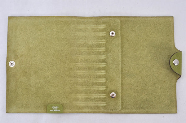 Authentic HERMES Yuris PM Vintage Note Book Cover Leather Light Green 7026K