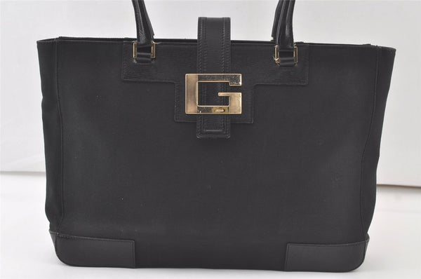 Authentic GUCCI Vintage Shoulder Tote Bag Canvas Leather 0021109 Black 7027K