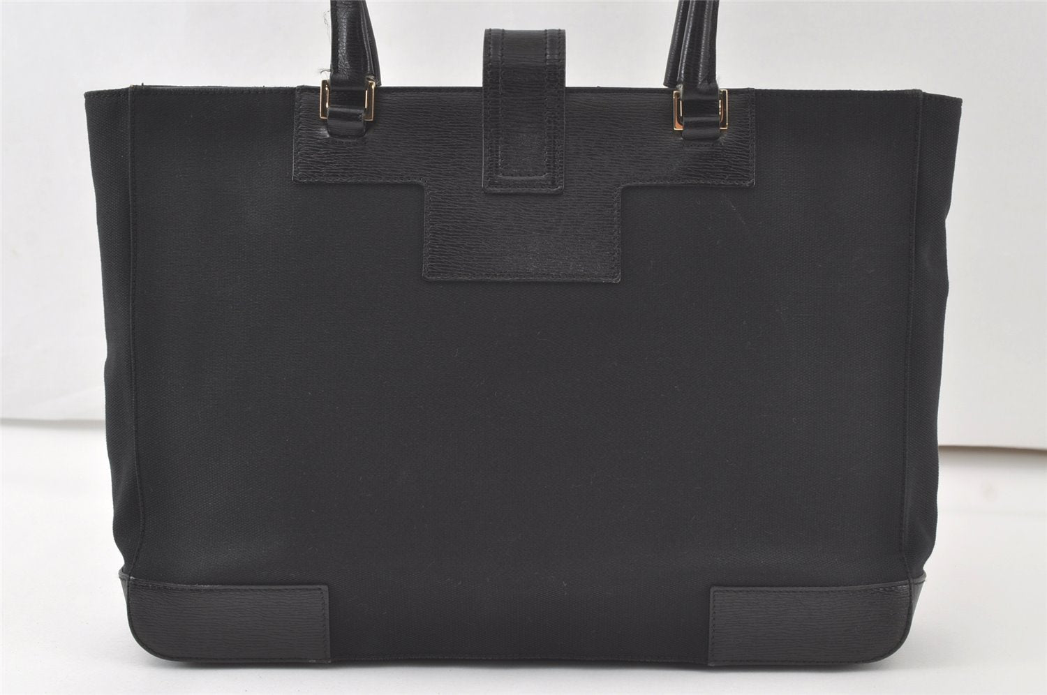 Authentic GUCCI Vintage Shoulder Tote Bag Canvas Leather 0021109 Black 7027K