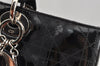 Authentic Christian Dior Diorissimo Cannage Tote Hand Bag Enamel Black CD 7028I