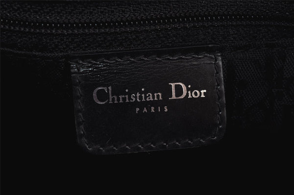 Authentic Christian Dior Diorissimo Cannage Tote Hand Bag Enamel Black CD 7028I