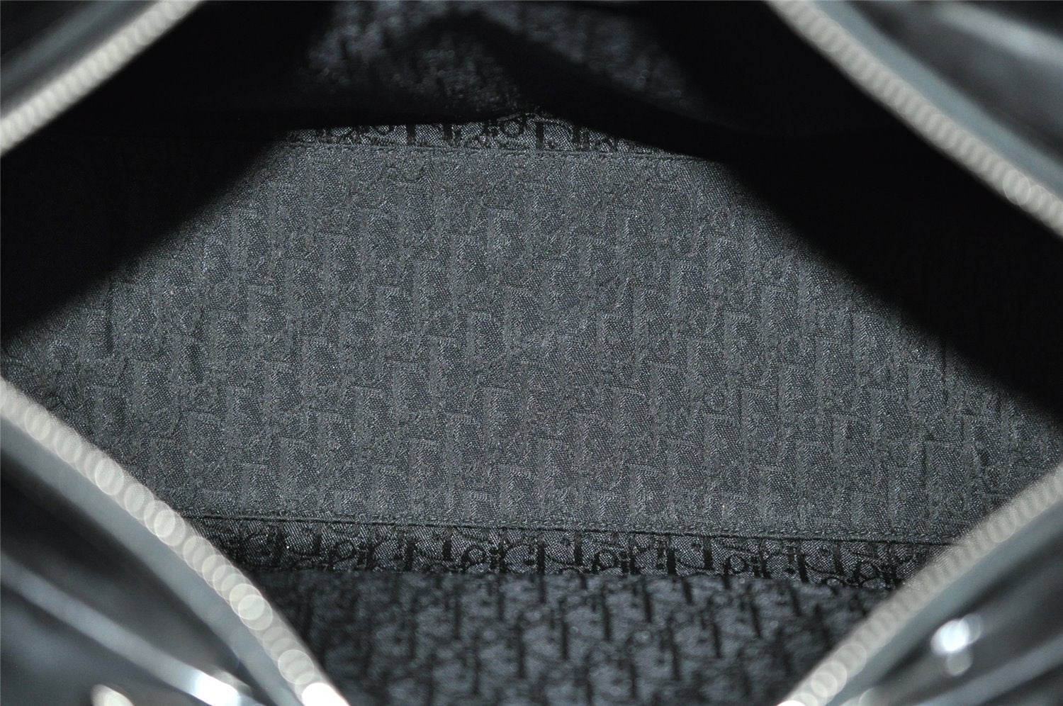 Authentic Christian Dior Diorissimo Cannage Tote Hand Bag Enamel Black CD 7028I