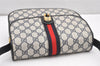 Authentic GUCCI Sherry Line Shoulder Cross Bag GG PVC Leather Navy Blue 7029K