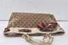 Authentic GUCCI Positano Scarf Shoulder Tote Bag GG Canvas Leather Brown 7030K