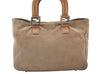 Authentic FENDI Vintage Suede Leather Hand Tote Bag Beige 7032K