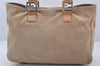 Authentic FENDI Vintage Suede Leather Hand Tote Bag Beige 7032K