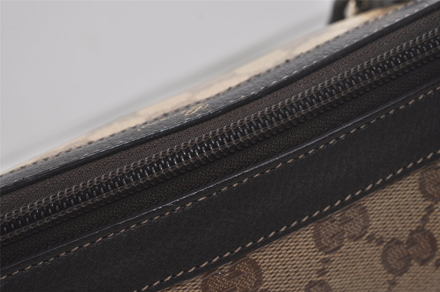 Authentic GUCCI GG Crystal Abbey Shoulder Tote Bag PVC Leather Brown 7033I