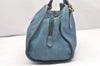 Authentic GUCCI Nubuck Vintage Hand Tote Bag Leather 323657 Blue 7033K