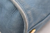 Authentic GUCCI Nubuck Vintage Hand Tote Bag Leather 323657 Blue 7033K