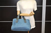 Authentic GUCCI Nubuck Vintage Hand Tote Bag Leather 323657 Blue 7033K