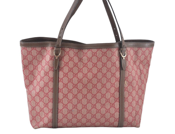 Authentic GUCCI Vintage Shoulder Tote Bag GG PVC Leather 309613 Red 7036J