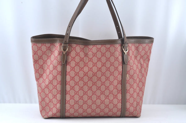 Authentic GUCCI Vintage Shoulder Tote Bag GG PVC Leather 309613 Red 7036J