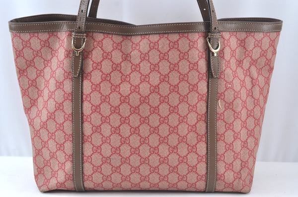 Authentic GUCCI Vintage Shoulder Tote Bag GG PVC Leather 309613 Red 7036J