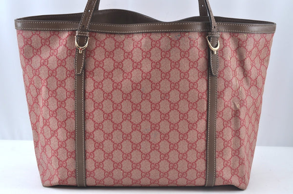 Authentic GUCCI Vintage Shoulder Tote Bag GG PVC Leather 309613 Red 7036J