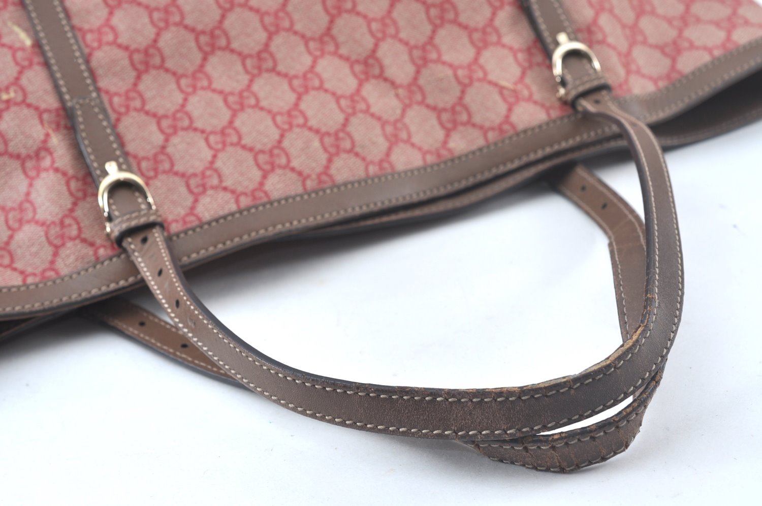 Authentic GUCCI Vintage Shoulder Tote Bag GG PVC Leather 309613 Red 7036J