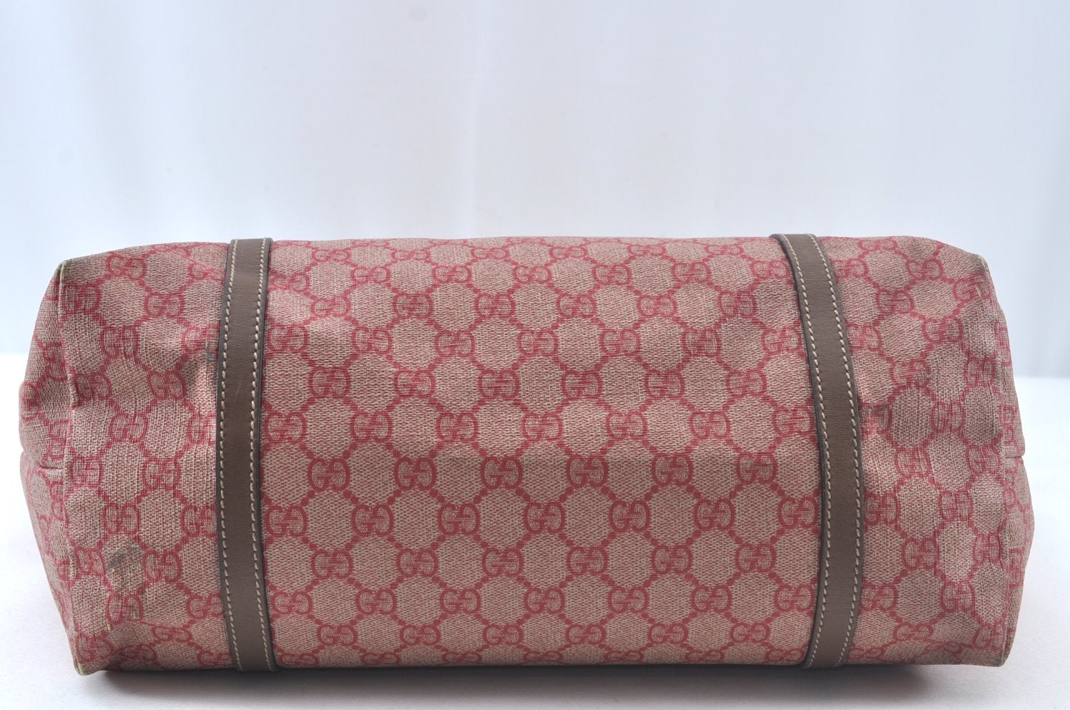 Authentic GUCCI Vintage Shoulder Tote Bag GG PVC Leather 309613 Red 7036J