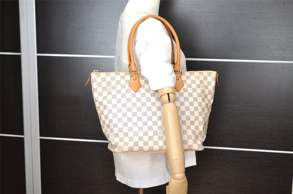 Authentic Louis Vuitton Damier Azur Saleya MM Shoulder Tote Bag N51185 LV 7039I