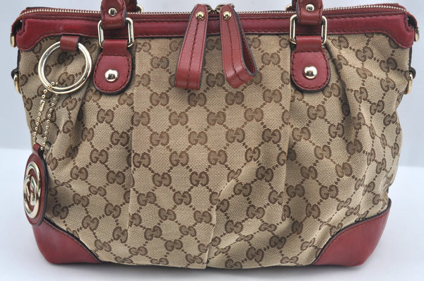 Authentic GUCCI Sukey 2Way Hand Tote Bag GG Canvas Leather 247902 Brown 7042I