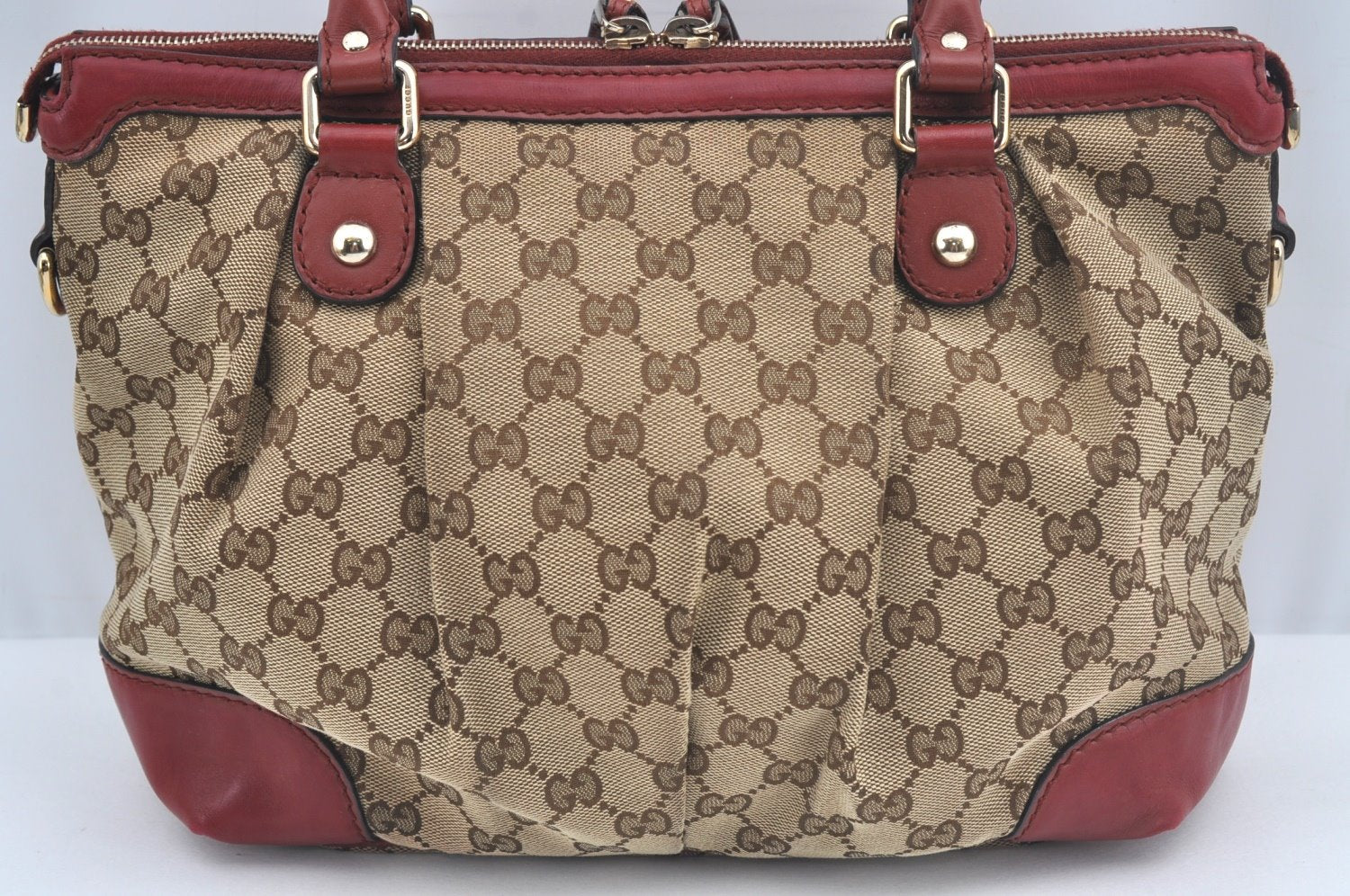 Authentic GUCCI Sukey 2Way Hand Tote Bag GG Canvas Leather 247902 Brown 7042I