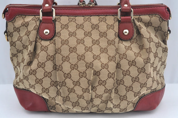 Authentic GUCCI Sukey 2Way Hand Tote Bag GG Canvas Leather 247902 Brown 7042I