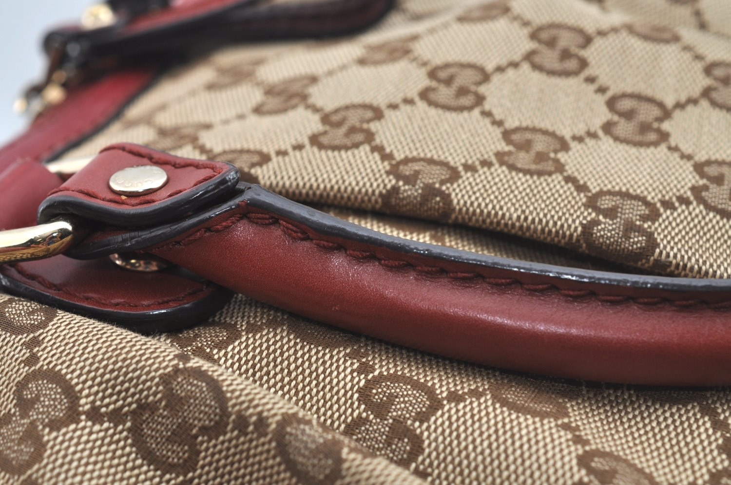 Authentic GUCCI Sukey 2Way Hand Tote Bag GG Canvas Leather 247902 Brown 7042I