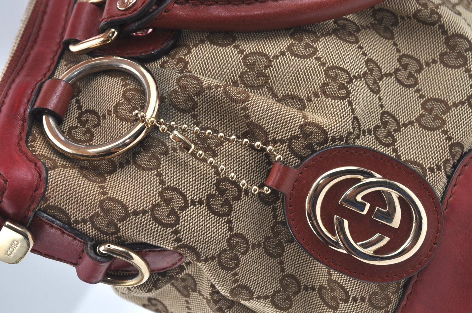 Authentic GUCCI Sukey 2Way Hand Tote Bag GG Canvas Leather 247902 Brown 7042I